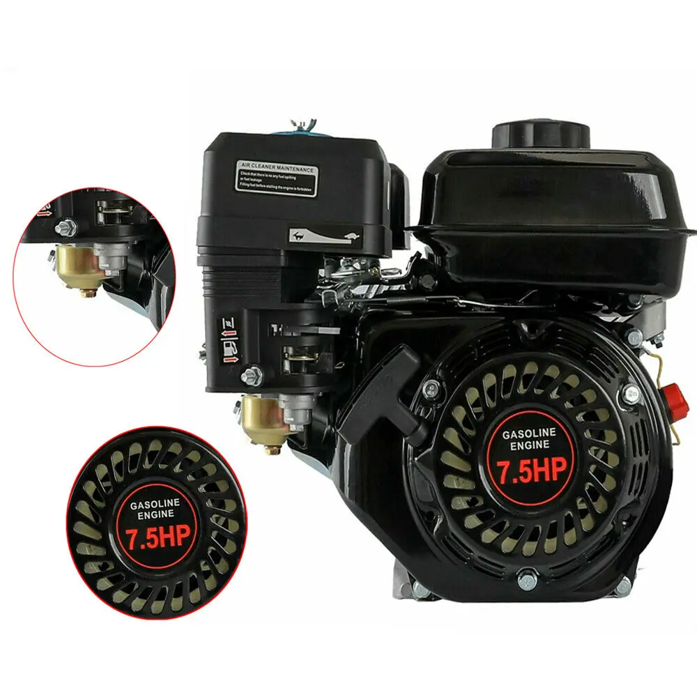 

210CC 7.5HP Gas Engine 4-Stroke OHV Industrial Grade Gasoline Horizontal Shaft Recoil/Pull Start Go Kart Gas Engine Motor