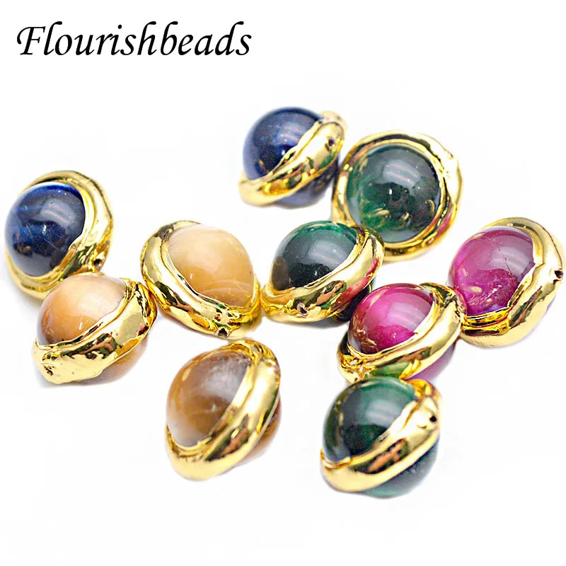 

20pc/lot New Style Colorful Round Stone Loose Beads Charms Connector DIY Necklace Bracelet for Jewelry Making Supplies