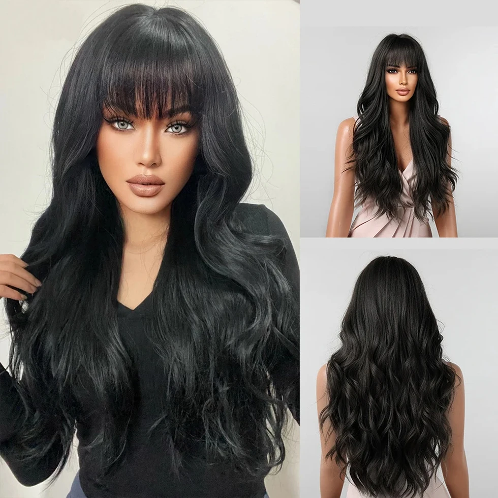 EASTSECRET Synthetic Wig Women's Full Head Set With Long Curly Hair Big Waves Fluffy Natural Air And Bangs For Daily Use