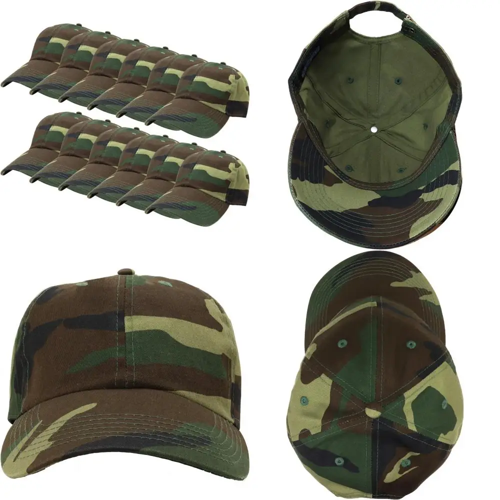 

Classic Baseball Caps 12-Pack - 100% Cotton Adjustable Size Soft Wholesale Bulk Caps for All