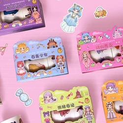 1Box Kawaii Cartoon Washi Tape Set Cute Dress Up Stickers Handbook DIY Clothes Decoration Stickers Scrapbooking
