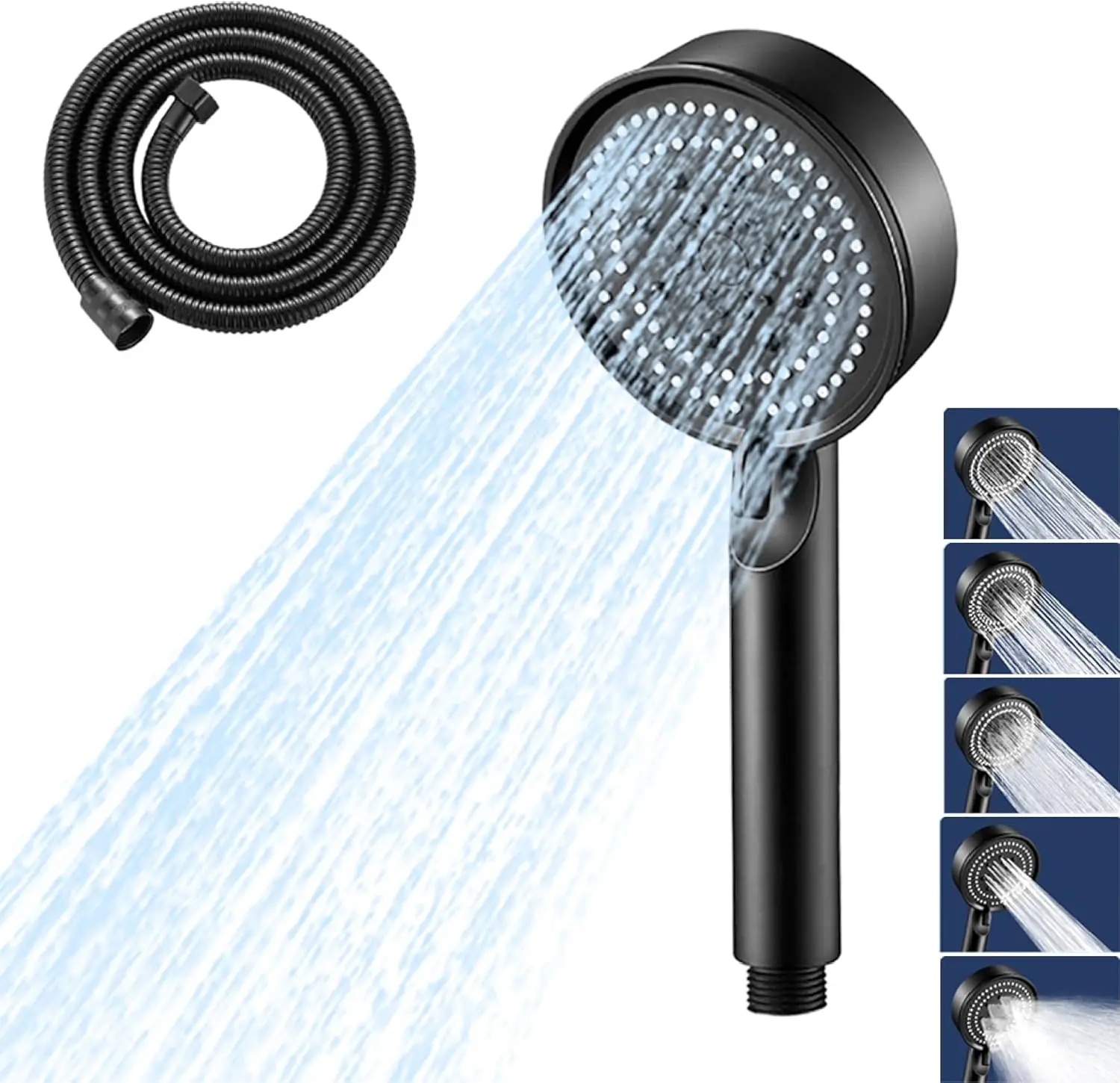 

Регулируемый 5-режимный ручной душ высокого давления с повышением воды, массажная распылительная насадка, простая установка для домашней ванной комнаты