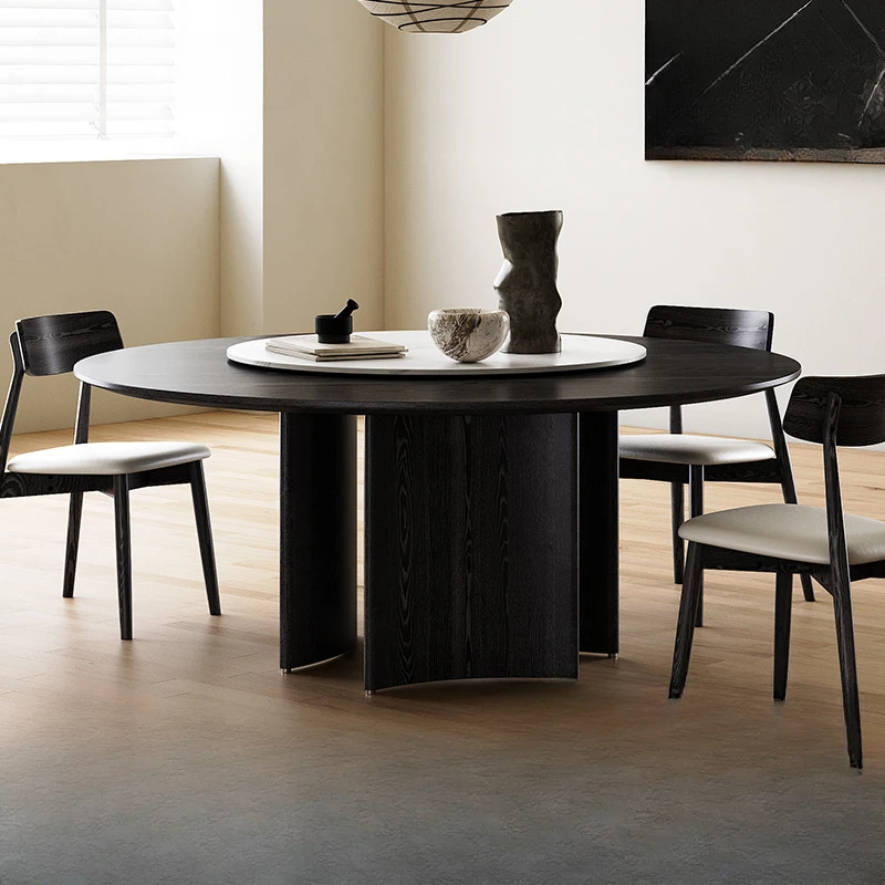 

Nordic Wabi Sabi Table Black European Turntable Modern Mobile Dining Table Kitchen Round Small Mesas De Comedor Home Furniture