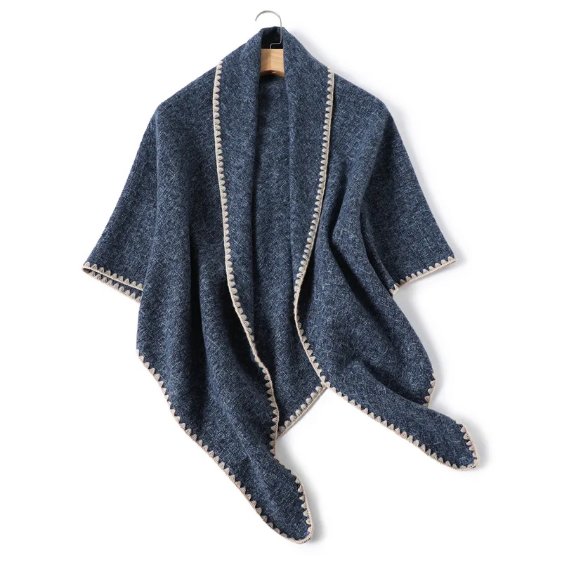 Female Solid Imitation Cashmere Triangular Scarf Warm Neck Women Thick Shawl Autumn Winter Fashion Designer Soft Comfort Wraps