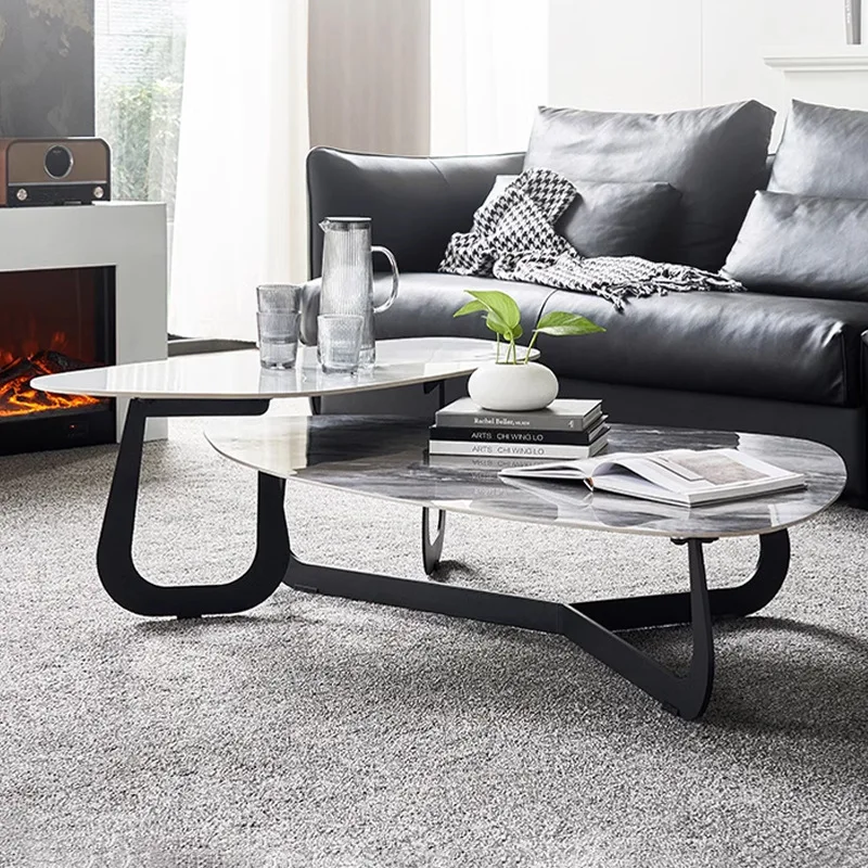 طقم طاولة قهوة إيطالية بسيطة من لوحة الصخور، طاولات شاي إبداعية حديثة وبسيطة، أثاث منزلي فاخر عالي الجودة FYCT