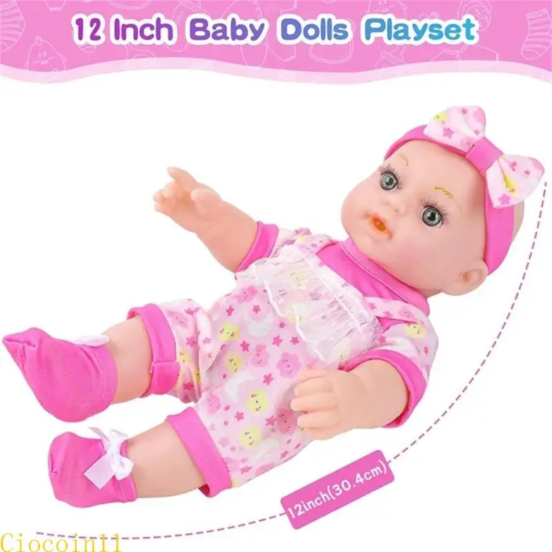 Y1ub 30cm Baby Reborns Doll مع إكسسوارات لتفاعل التعليم المبكر للطفل