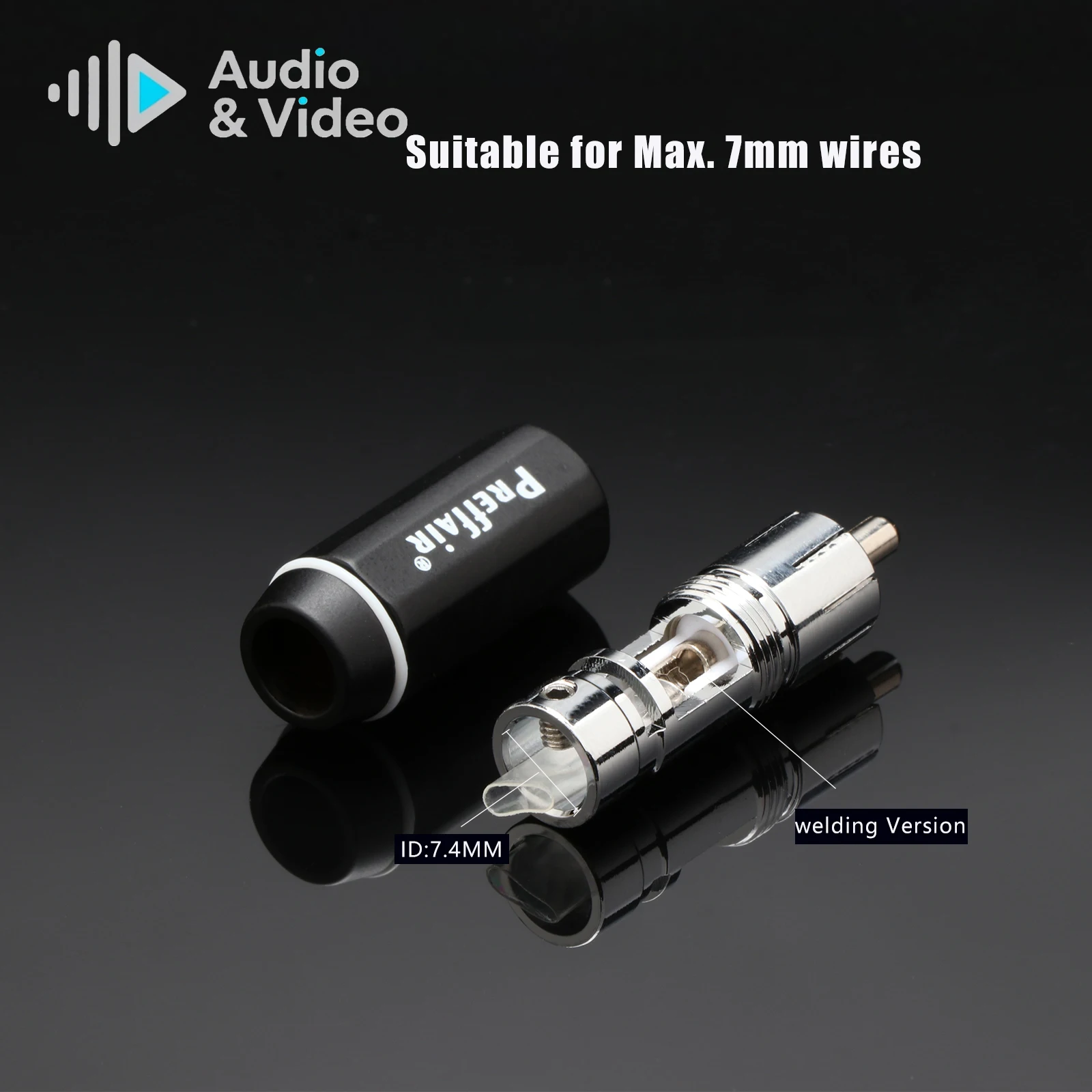 4 Stück RCA-Stecker Vergoldeter RCA-Stecker mit Verriegelung Lötfreier Stecker RCA-Anschluss Männlich Lötbarer Video-Anschluss – Detail 8