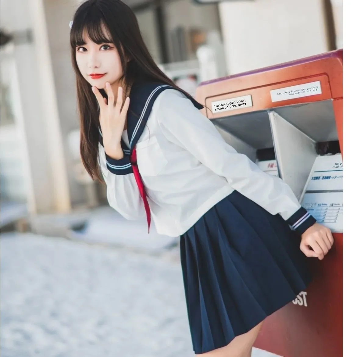 

Плюс размер School orm Sle Outfit Sailor Suit Long Sve Весна Осень Воротник из полиэфирного волокна Комплект из двух предметов для женщин