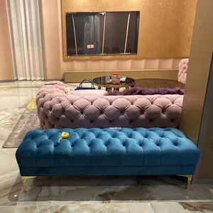 Nordic Velvet Feces Haus Schlafzimmer Bett Finale Bank Minimalistische Wohnzimmer Rechteckige Schuhwechsel Hocker Umkleideraum Sofa Otoman Otoman 10 Hauptverkäufe Banco Veludo - №7