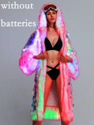 Neuer silberner Pailletten pelz Patchwork Mantel und Frauen führte glänzende Mantel Persönlichkeit Kunst pelz Mäntel Frauen