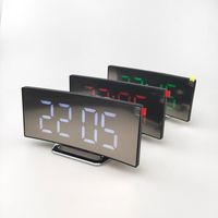 LED Digital Alarm Clock Mains Temperature Mirror Display Alarm Clock for Bedroom