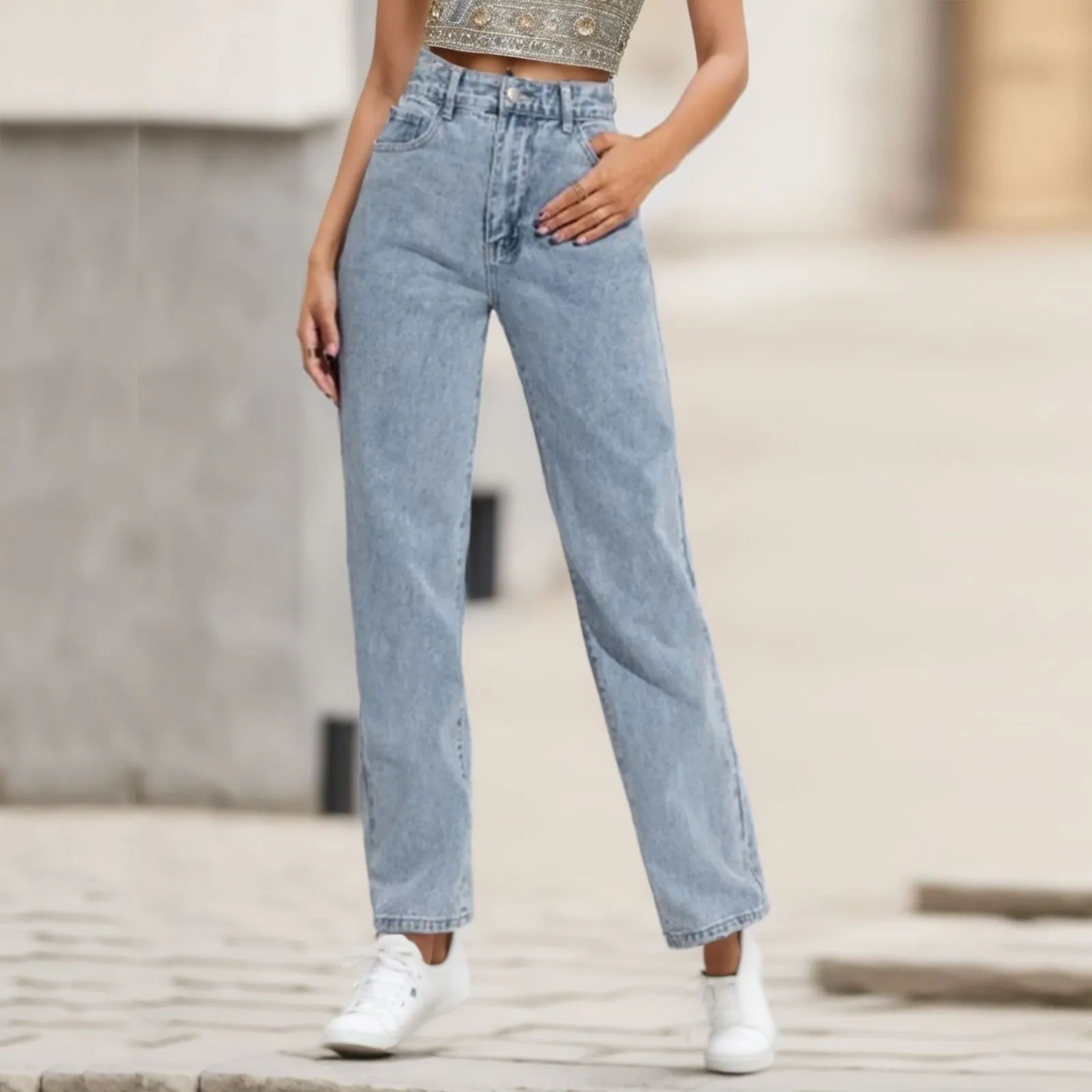 Jean à Jambes Droites Taille Haute pour Femme, Pantalon en Denim, Style Vintage Simple, Décontracté, en Coton, Streetwear, Nouvelle Collection 2024