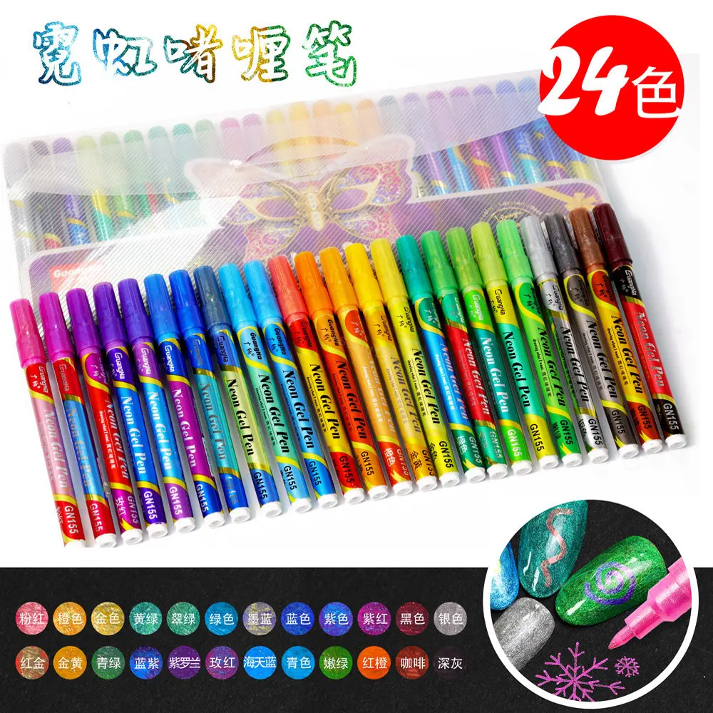 24/12 Farben Metallic Neon glänzend Glitzer Marker Stift Magic Highlighter Skizze Stifte Art Marker Zeichnung DIY Grußkartenherstellung