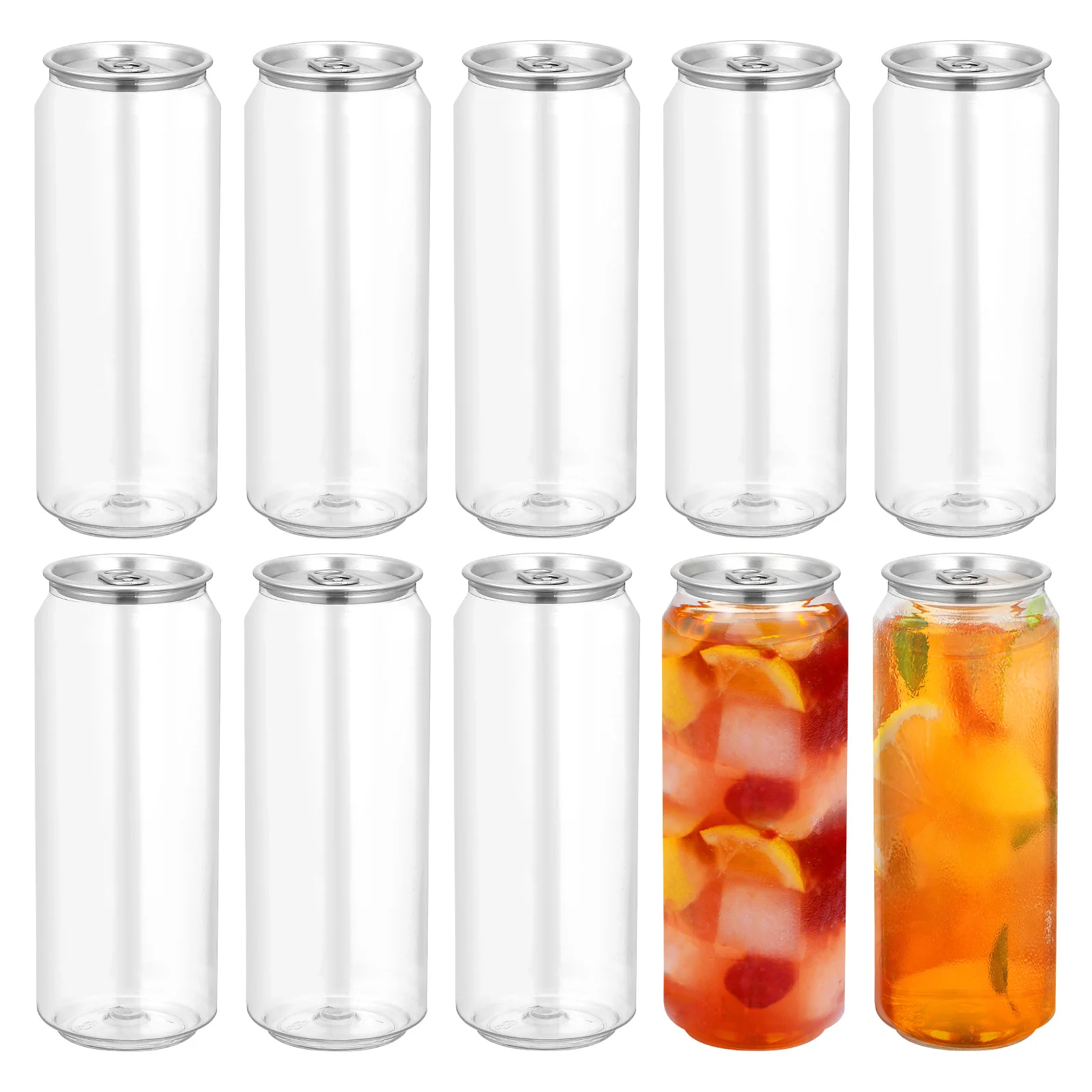 

10Pcs Milk Tea Pet Bottles Easy-Grip Pull Lid Storage Containers Clear Plastic Coffee Juice Storage Bottle for Beverage Drinks