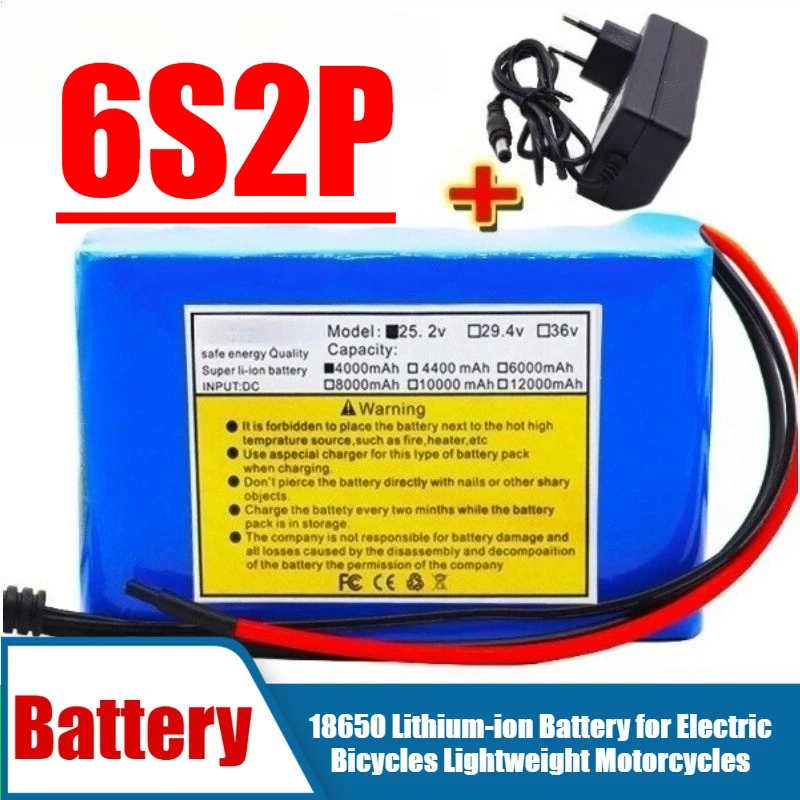 

6S2P 25.2V 4000mAh 18650 Lithium-ion Battery for Electric Bicycles Lightweight Motorcycles