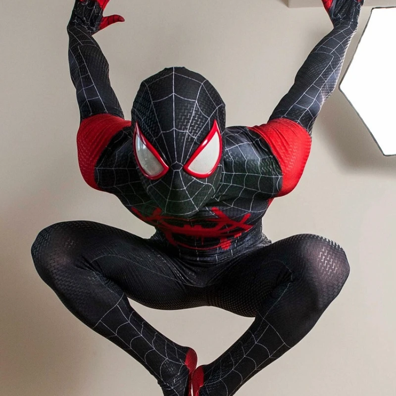 Miles Morales Costume Amazing Spiderman Cosplay Bodysuit Jumpsuit Superhero Zentai Suit for Adult Carnival Party Outfit