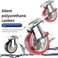 4PCS Car Swivel Casters 360 Degrees Heavy Duty Wheel Caster Wear Resistant Mute Heavy Trolley Wheels Red Swivel Castor
