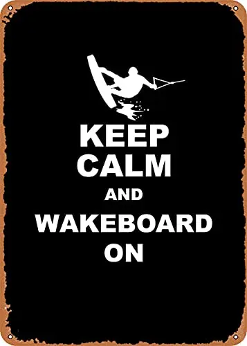 Keep Calm wakeboardi on Vintage Look Metal Sign Art Prints Retro Gift 8x12 Inch