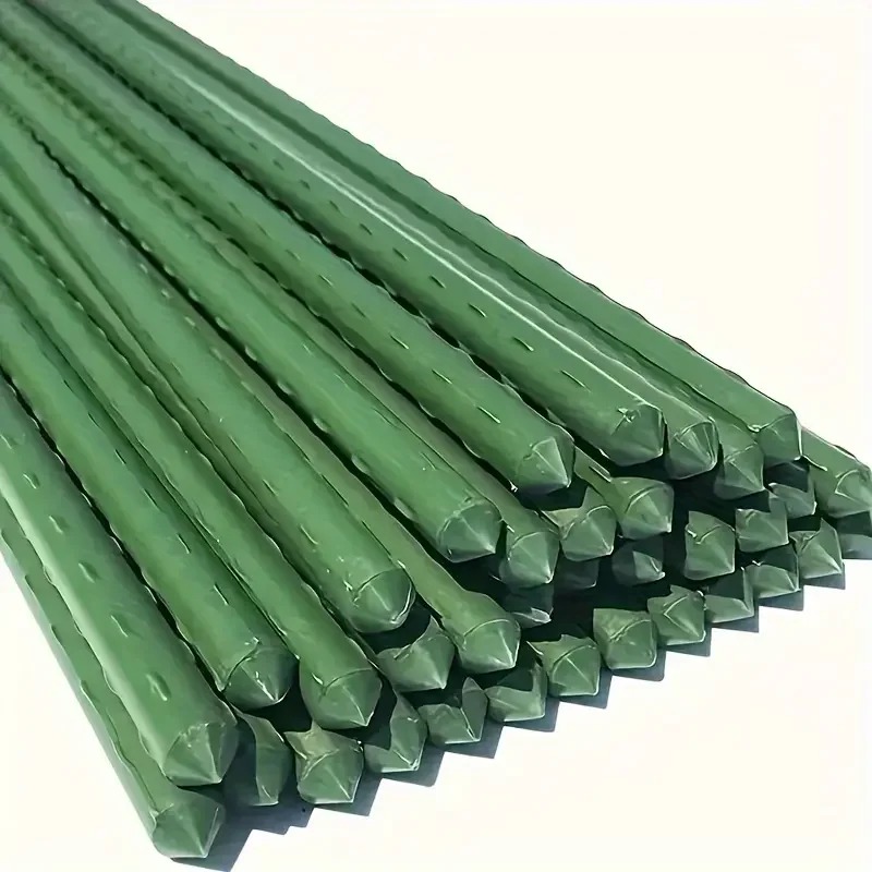 Pack of 12/24/36/48 laminated steel stakes for plants with ø 0.80/ø1.10/ø1.60 cm, ideal for garden care. Sticks for the care of plants and trees (green color)