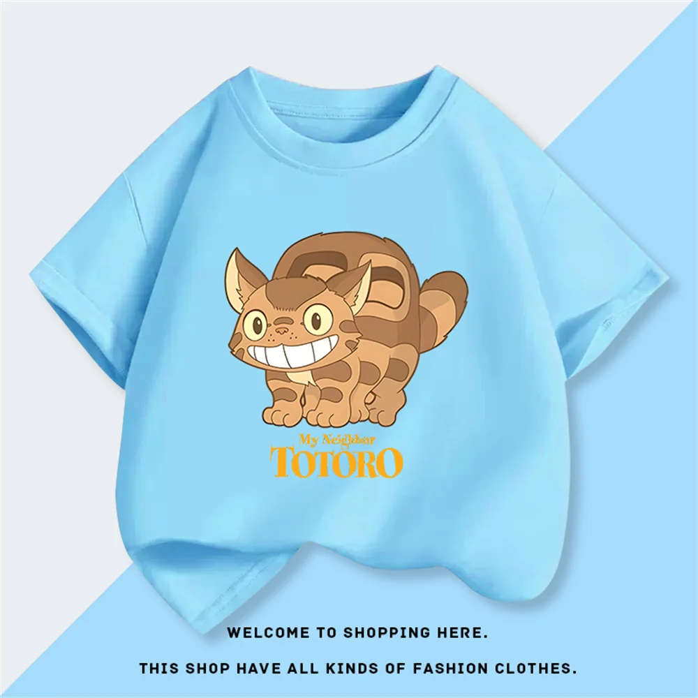 

2025 My Neighbor Totoro Fashion Cartoon Boys and Girls Summer New Printed Cotton Short-sleeved T-shirts Small and Medium-sized C