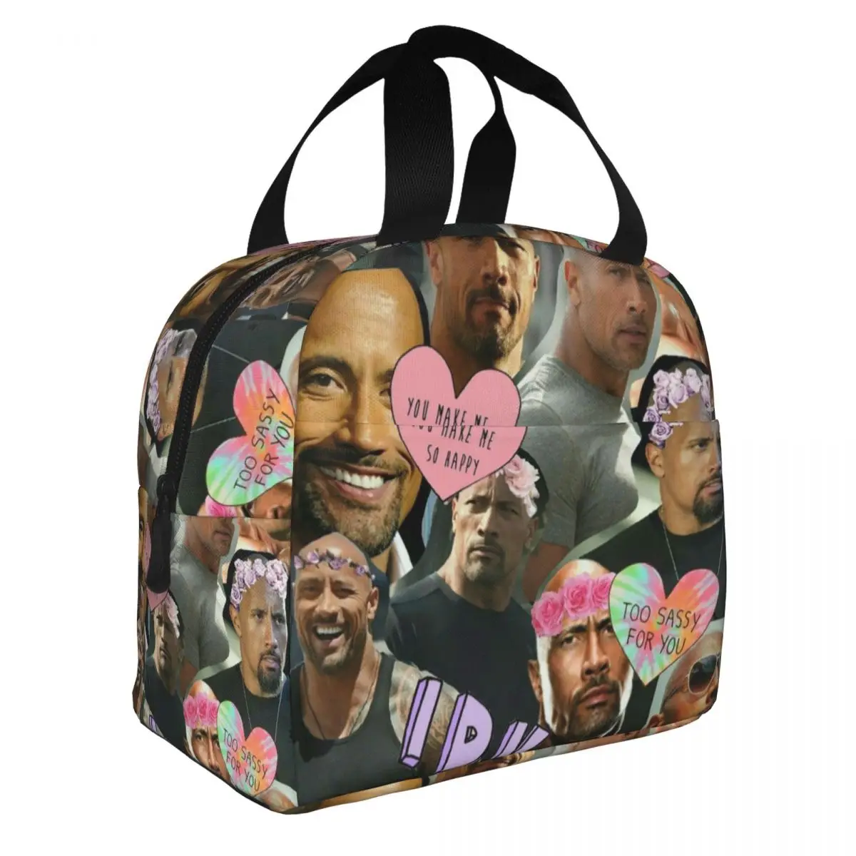 Custom Dwayne The Rock Johnson Thermal Insulated Lunch Bag Women Portable Lunch Tote Camping Travel Multifunction Food Box