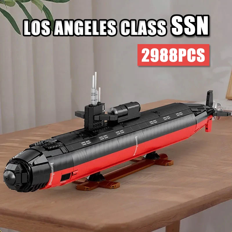 33049 2988pcs Military Los Angeles-class SSN Building Blocks Assembling MOC Nuclear Submarine Bricks Children\'s Toys Gift Set