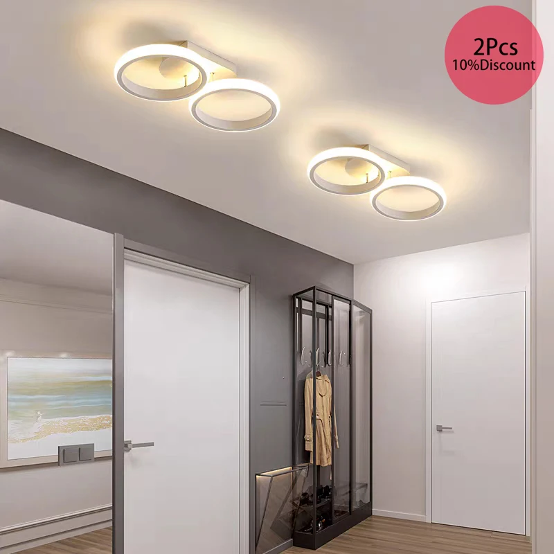 

Современная светодиодная потолочная люстра, потолочные светильники для прихожей, черная/белая люстра с 2 головками и холодным белым/теплым белым светом