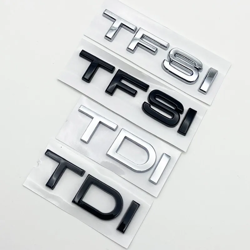 3D Chrome Glossy Black ABS TDI TFSI Car Rear Emblem Sticker for Audi A1 A3 A4 A5 A6 A6L A7 A8 S3 S6 Q3 Q5 Q7 TT S RS