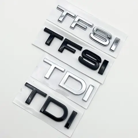 3D 크롬 광택 블랙 ABS TDI TFSI 자동차 후면 엠블럼 스티커 아우디 A1 A3 A4 A5 A6 A6L A7 A8 S3 S6 Q3 Q5 Q7 TT S RS