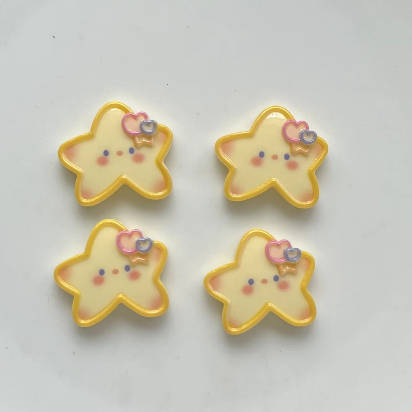 5pcs miniso series cute yellow star cartoon resin flatback cabochons diy crafts materials jewelry making charms