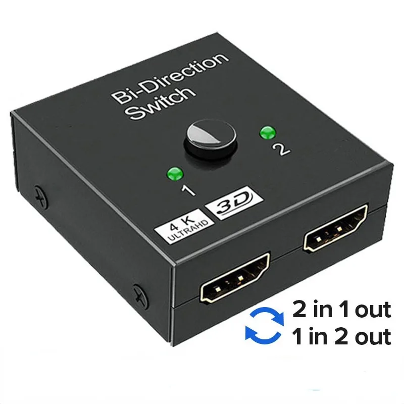 HDM Bidirectional Switcher 2 in 1 Out 4k HD Computer TV Box Converter 1x2 Splitter AB Switch Signal Compatible Switcher