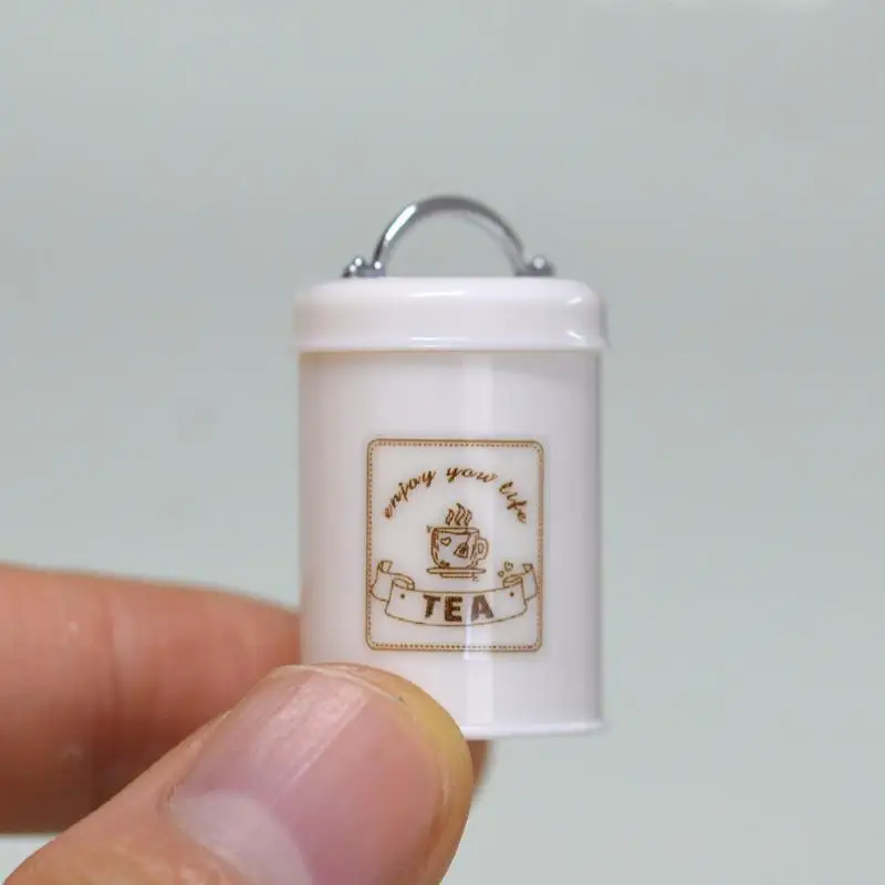 3Pcs Miniature Dollhouse Mini Food/Tea/Coffee Cans Round Storage Bottle Model For Doll Scene Ornament Accessories