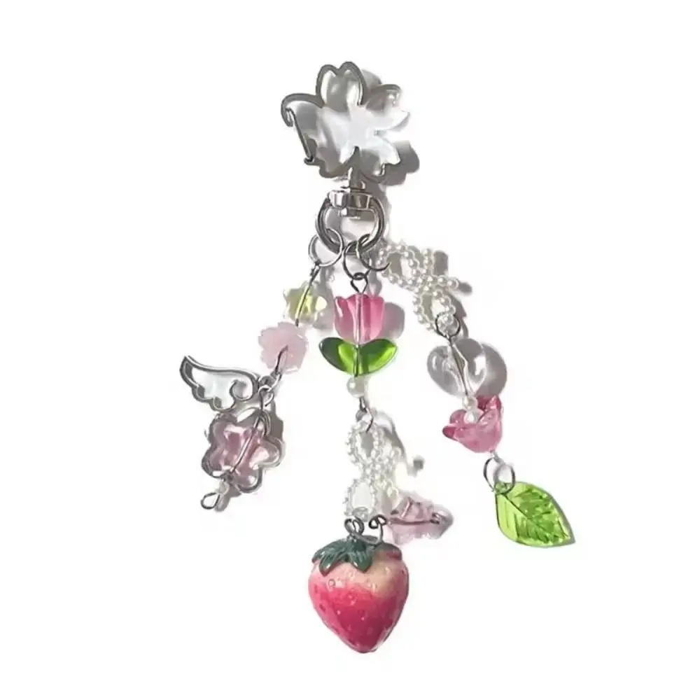 2025 Bow Strawberry Keychain Cute Coquettish Handbag Accessories Y2K Key Ring