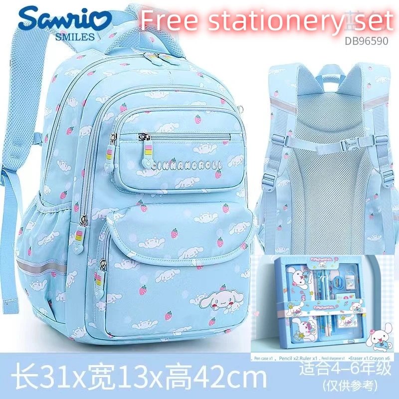 

Sanrioed Hello kitty Schoolbag Cartoon Strawberry Kitty Cat Bags Burden Alleviation Protect Spine Waterproof Anti Lost Backpack