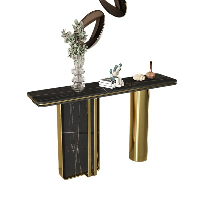 

Light luxury marble entrance Simple entrance Against the wall Entry living room End view table Narrow case rock slab entrance