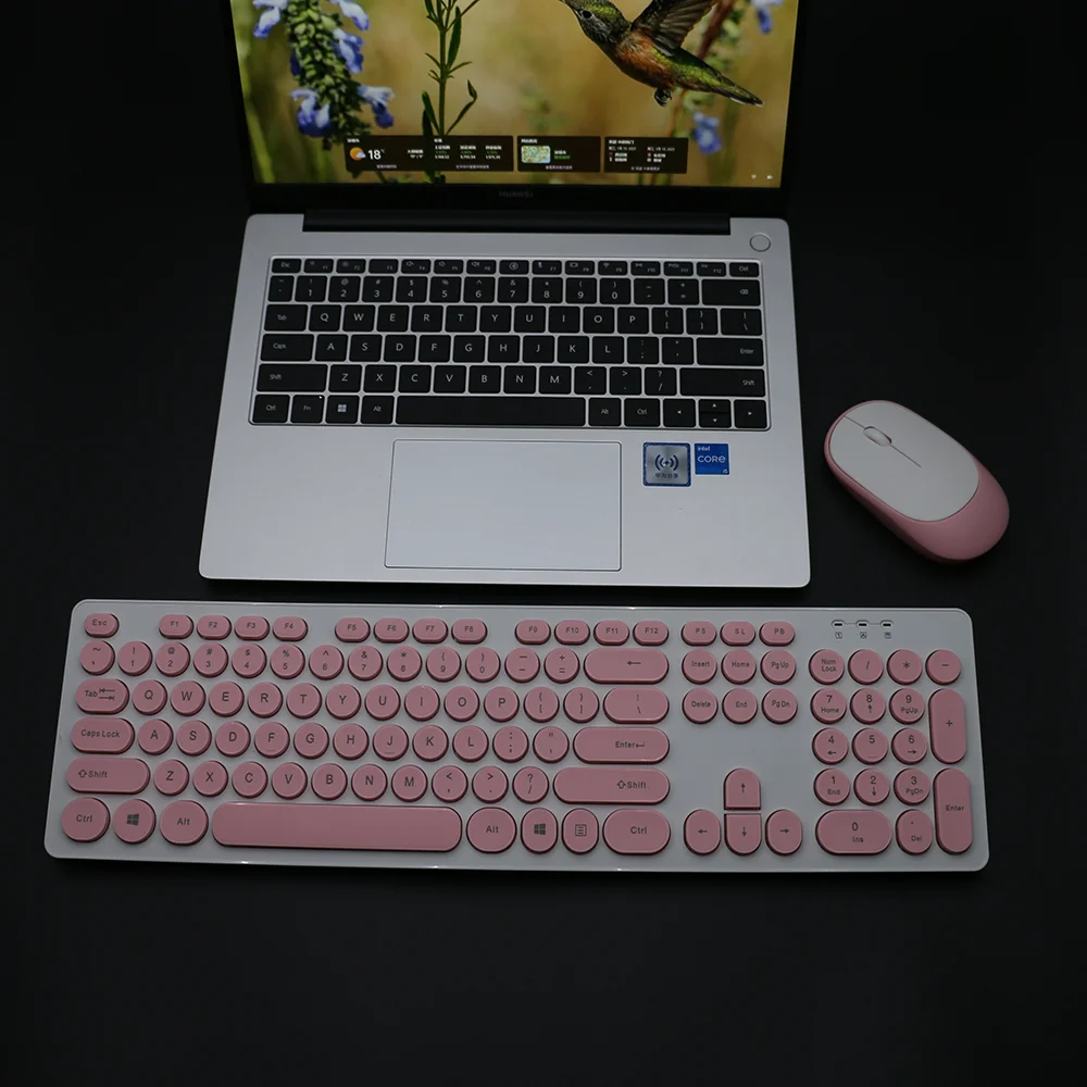 

Pink Wireless Keyboards and Mouse USB Wireless 2.4G Transceiver Compatible with Laptop Macbook AirM3 Gaming Computer Accessories