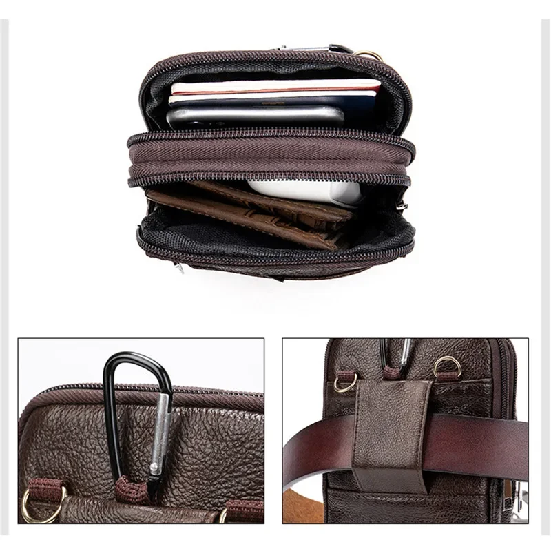 Men Shoulder Male Fanny Pack Messenger Bags Men\'s Fashion Business Belt Bag Small Briefcase Waist