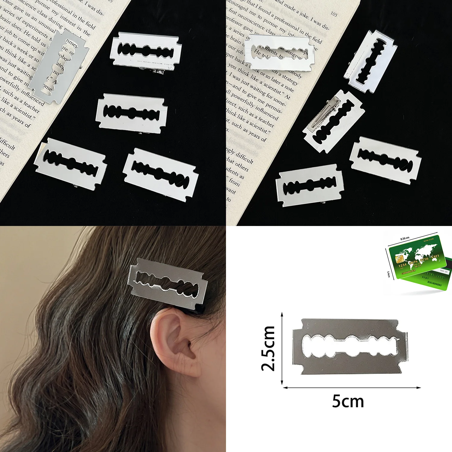 

Funny Fake Blade Hair Clips For Women Hairpins Girl Acrylic Hairclip Sliver Color Punk Barrettes Headwear Hair Y2k Accessories