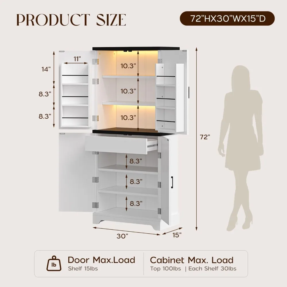 خزانة كتب حديثة طويلة قابلة للتعديل مع أرفف تخزين 70.8 ومقابض معدنية وخيارات الأبواب لتنظيم المنزل