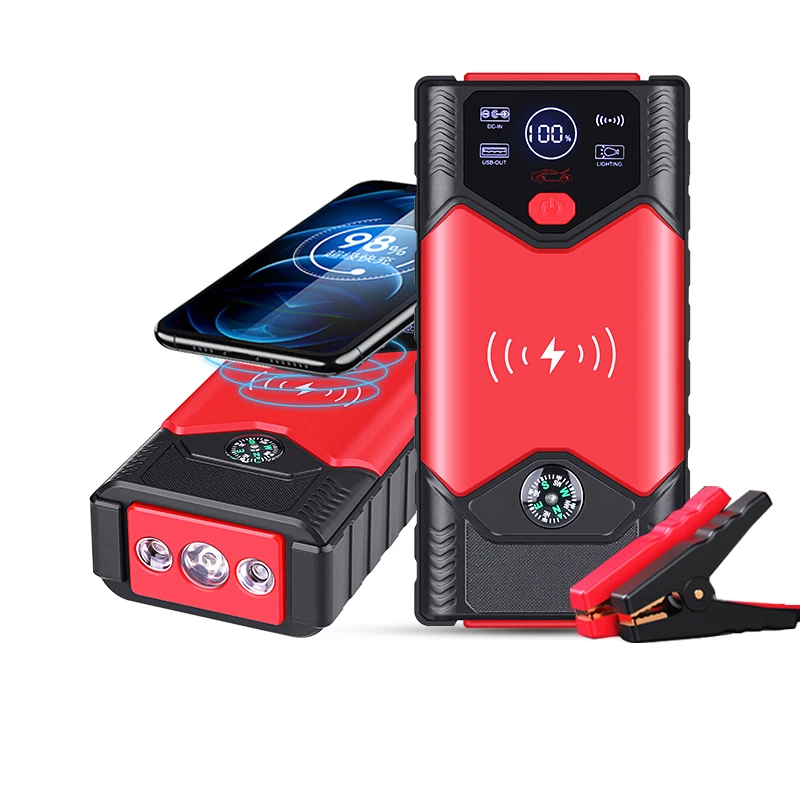 20000mAh Car Jump Starter Wireless Charging Portable Auto Booster Charger Car Emergency Booster Power Bank Starting Device