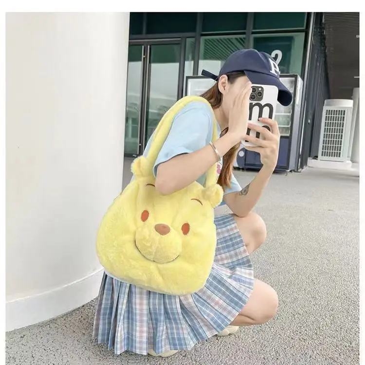 Disney Winnie The Pooh Women Plush Crossbody Bag Mini Shoulder Bags Female Handbag Cute Tote Bags Small Purses Gift