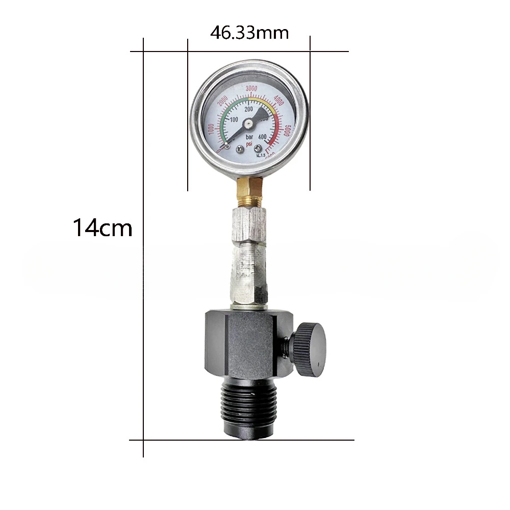 G5/8 diving bottle valve high pressure pressure measuring connector with large pressure gauge 8mm quick plug