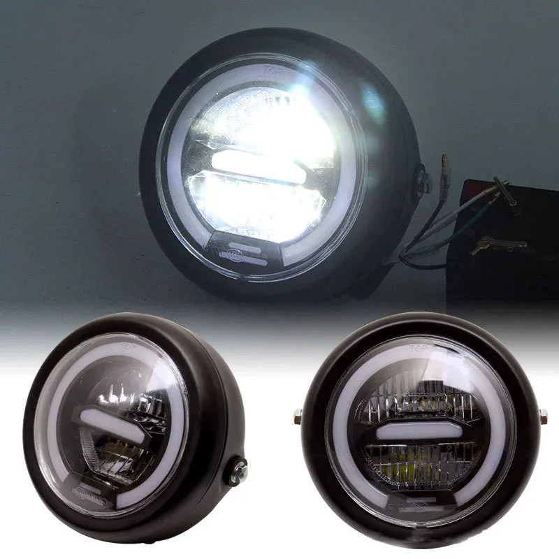 6.8 INCH LED Motorcycle Headlight Assembly With Brackets High Low Beam Halo DRL Running Lamp For Harley Motorcycle Parts