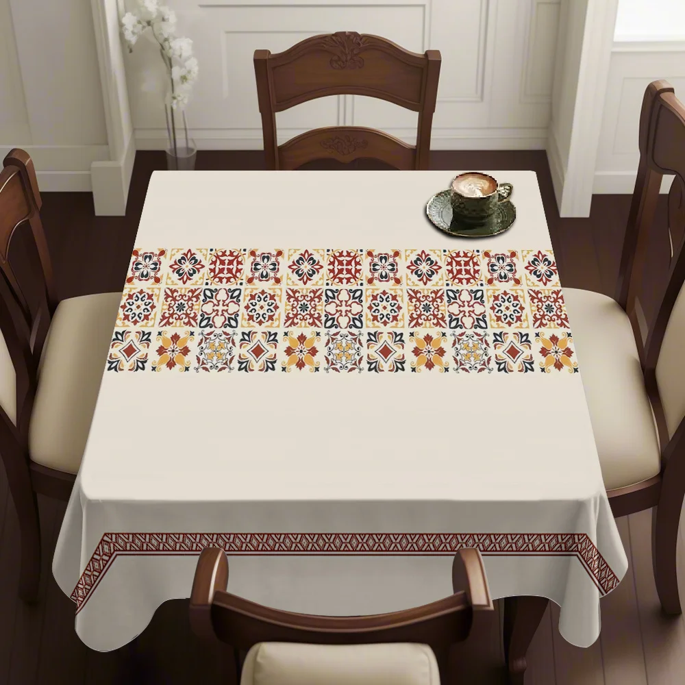 Waterproof Tablecloth Cover for Dining Room Table Elegant Embroidered Runner for Home Decor