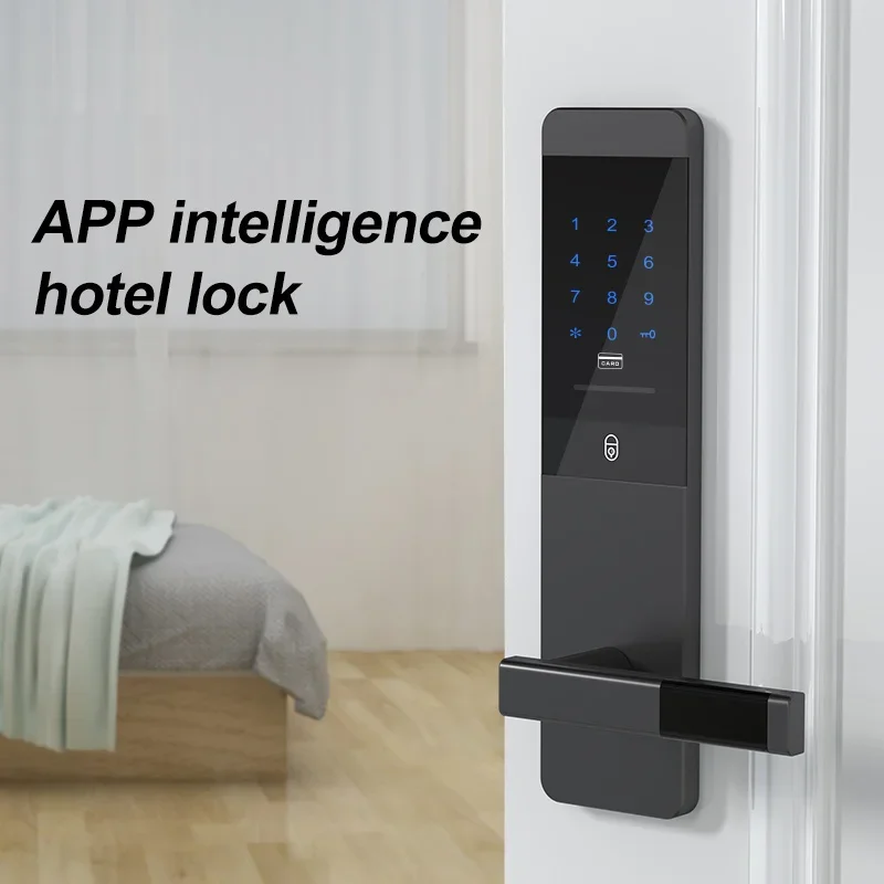 Smart Keypad Door Lock with Handle Electronic rf id card lock intelligent mortise Lock Compatible with TTlock App Key For Home