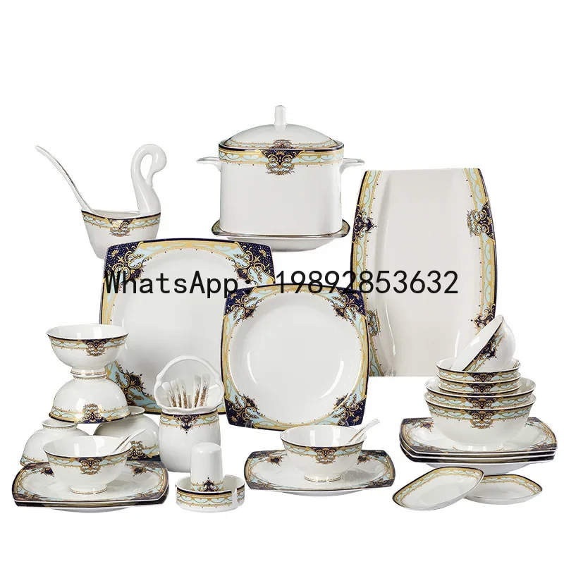 a8+  bone china tableware square microwave Phnom Penh personalized tableware, Jingdezhen ceramic household bowls and gifts