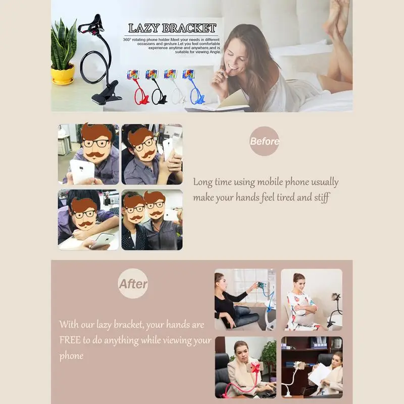 معقوفة حامل هاتف الخليوي مرنة اللوح الأمامي السرير كسول قوس متعددة الأغراض العلوي الذراع الطويلة جبل حامل للهاتف السرير