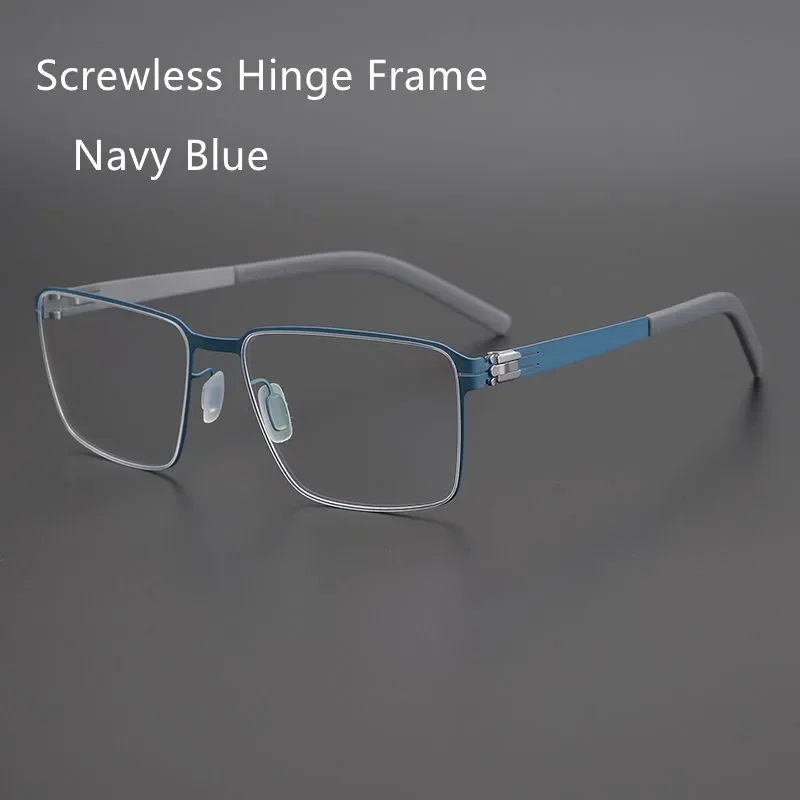 Germany Brand Non-Screw Glasses Frame Men Medical Aviation Stainless Steel Square Eyeglasses Women Myopia Spectacle Eyewear