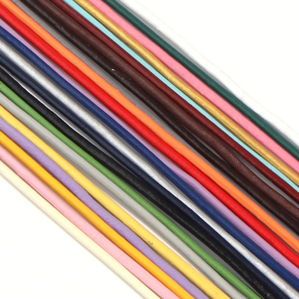 10 Meter 100 % echtes Lederband, Durchmesser 1/1,5/2/3 mm, buntes rundes Lederseil für Armband, Halskette, DIY-Schmuckherstellung – Detail 6