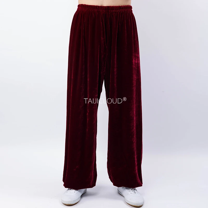 Plush Velvet Tai Chi Pants - Thermal Fleece-Lined Harem Style for Winter Training, Unisex Kung Fu Trousers